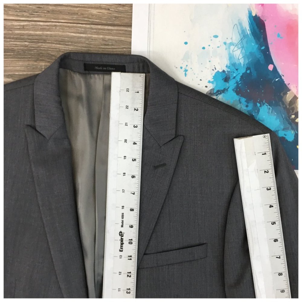 Calvin Klein Mens Blazer Sport Coat Two Button Wool Jacket 46L Slim Casual Suits - Picture 12 of 13
